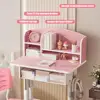 2Pcs/Set Kids Desk Chair Set Height Adjustable Children School Study Table Chair Set with Drawer Desk Chair with Book Stand 4