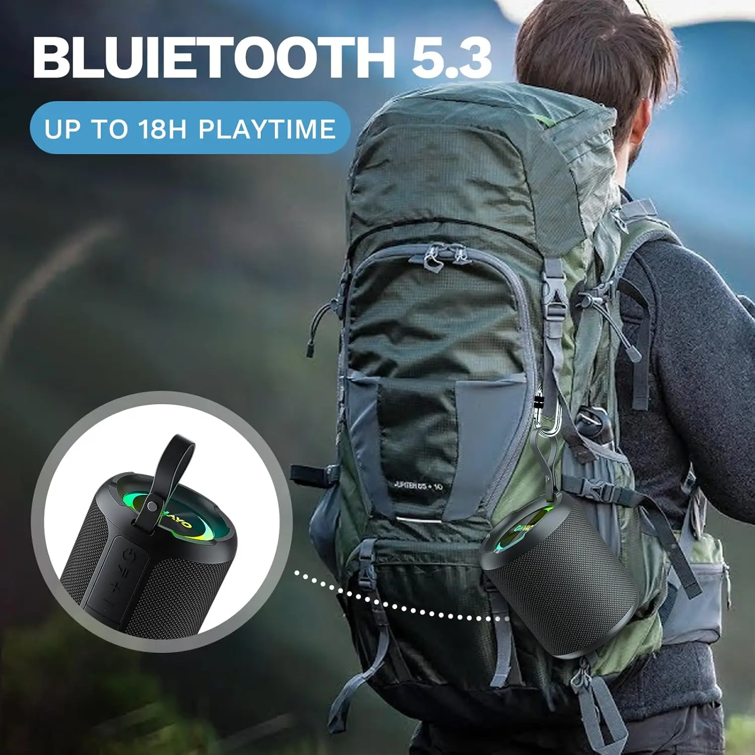 Ohayo X3 Portable Bluetooth Speaker, BT5.3 Wireless Speaker 40W Bass Diaphragms with Multi RGB Light, IPX7 Waterproof,TF & AUX 5