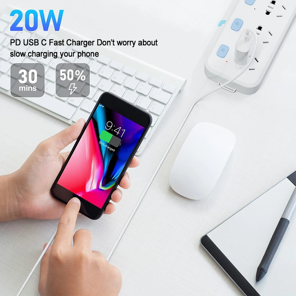 20W USB-C Fast Charging Power Adapter with Quick Charge Capability