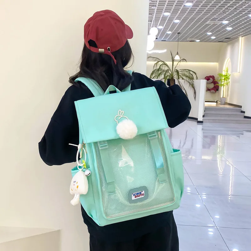 Women Cute Backpacks ITA Bag With Cat Bagging Back Packs Paws School Bag For Teenager Girls Transparent Bookbag Clear Itabag sac