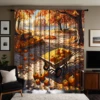 2 pieces of HD autumn wind deciduous pumpkin decorative curtain Yellow tie digital printed curtain home decoration style decorat 5