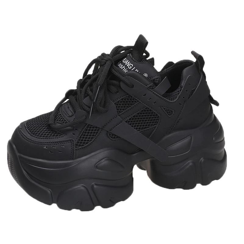 

Женские кроссовки на платформе, осенние дышащие кроссовки на танкетке, Повседневная сетчатая обувь на высоком каблуке 7,5 см, женские кроссовки на толстой подошве, женская спортивная обувь