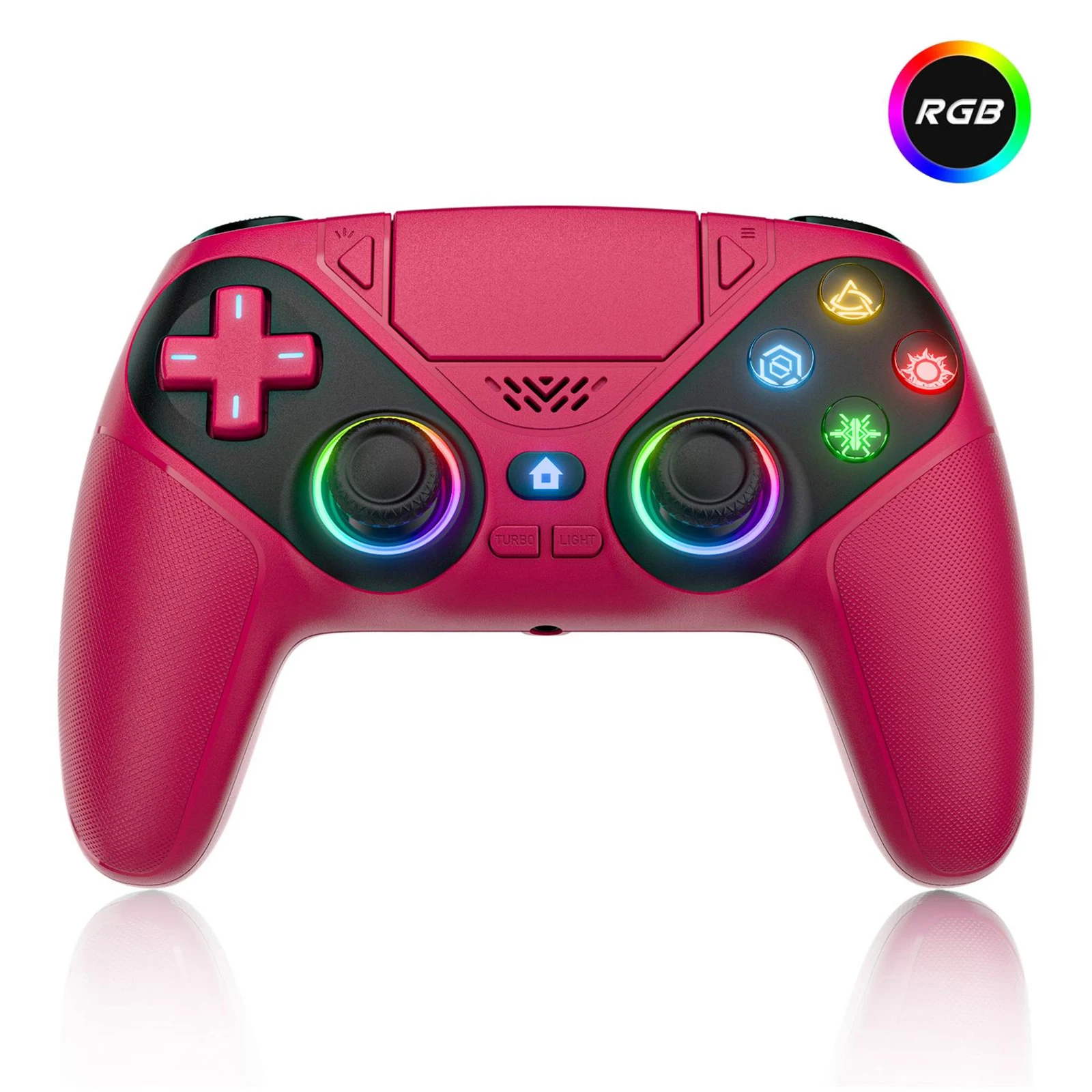 ตัวเลือกสินค้า จอยเกมไร้สาย RGB สำหรับ PS5/PC ดูอัลไวเบรชั่น โปรแกรมเกมได้