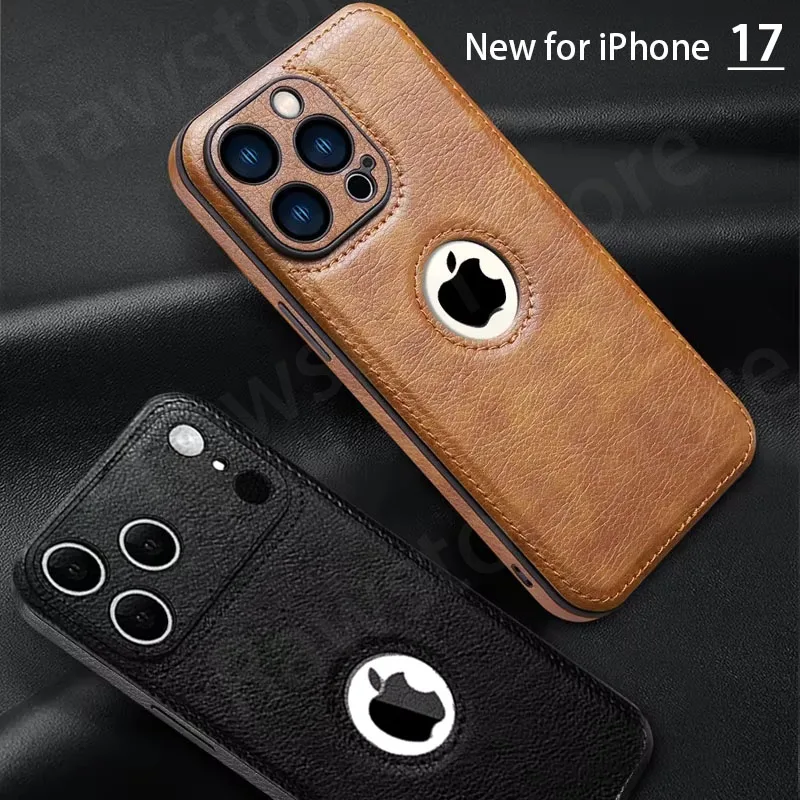 Deluxe Leather Phone Case with Original Logo and Silicone Lens Protection