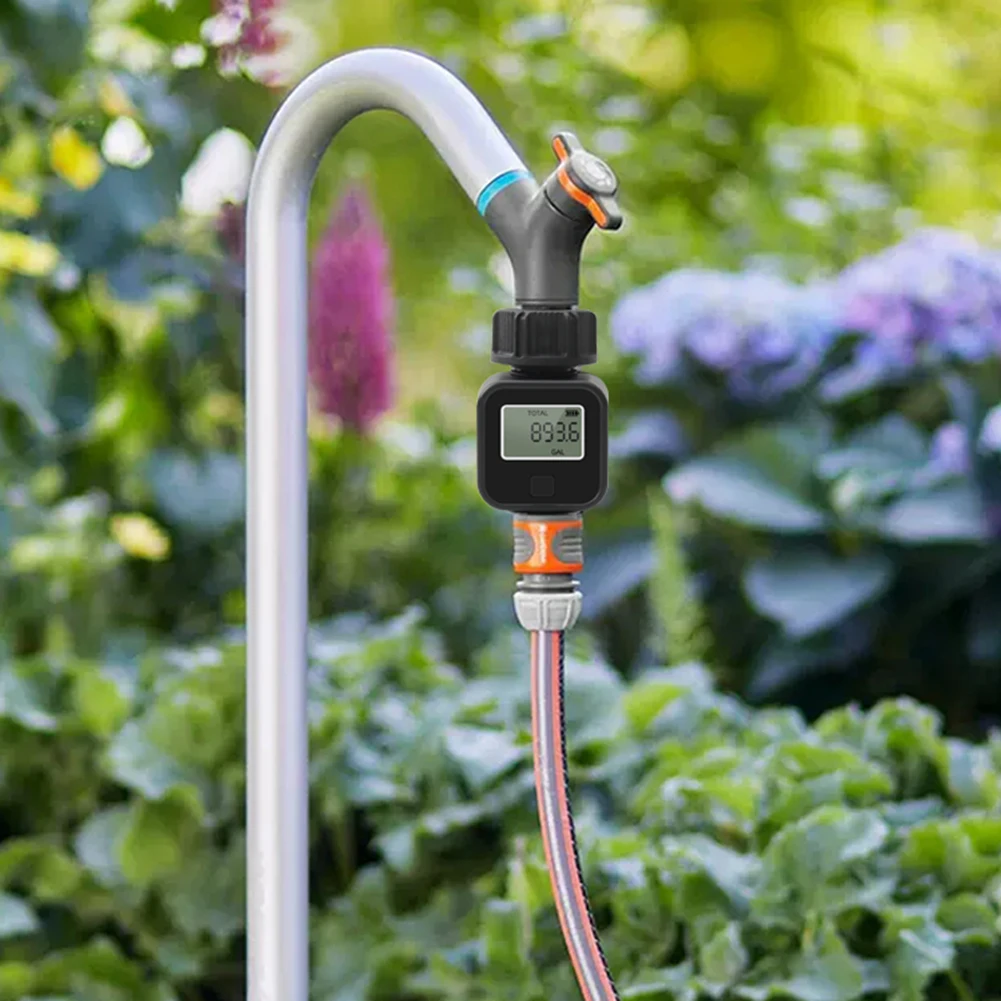 Digital Water Flow Meter Hose Water Meter For Outdoor Garden Hose, Measure Consumption And Flow Rate With Quick Connectors