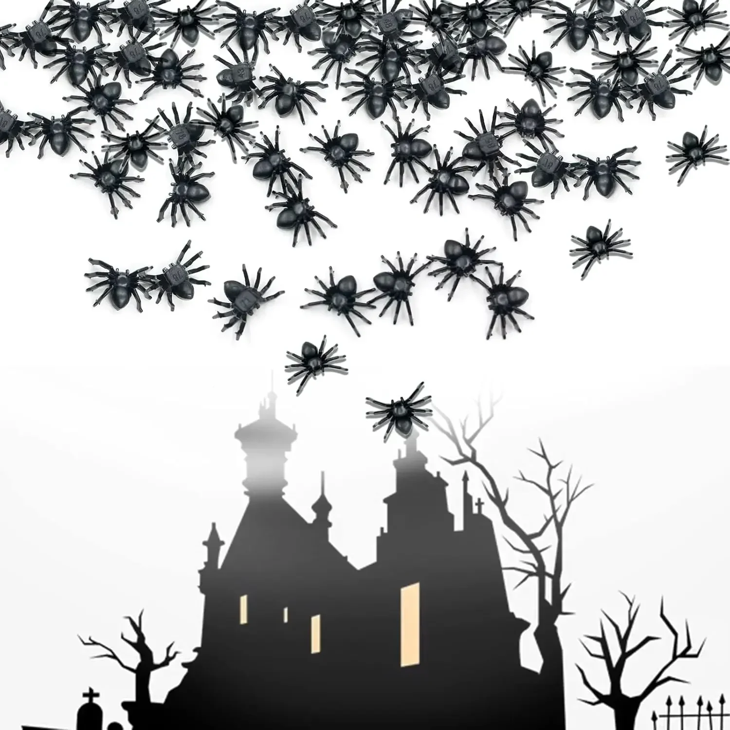 Großhandel Mini gefälschte schwarze Spinnen Halloween Dekoration Horror Spinne DIY Party Spukhaus Prop lebensechte Insekten knifflige Spielzeuge – Detail 2