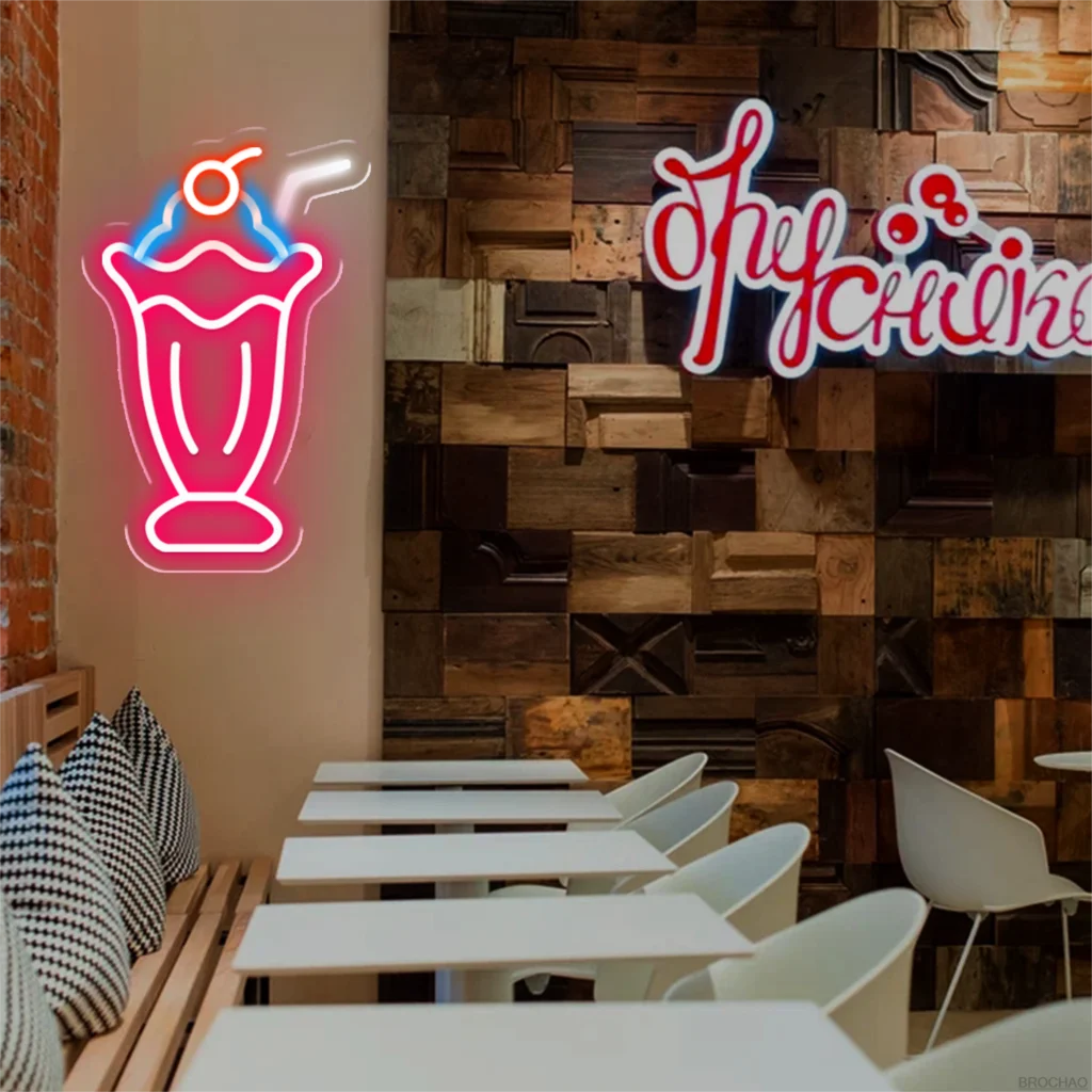 LED Neon Sign Ice Cream Neon Light Wall Decoration for Store Room Party Decor Kids Birthday Gift Night Lights Lamps