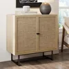 Kova Accent Sideboard Storage Cabinet in Light Wood and Rattan with Metal Frame, Adjustable Shelves and Cane Doors, for Hallway 1