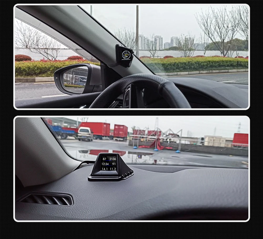 P8 OBD Auto HUD Head-Up-Display mit großer Schrift, Anzeige für Öltemperatur, Geschwindigkeit, Drehzahl, Spannung, Wassertemperatur, Uhr, Kraftstoffverbrauch, Autozubehör – Detail 18