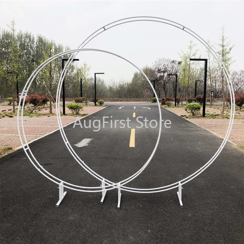 

2022 Outdoor Circle Wedding arch party marriage backdrop arch stand double round ring iron arch frame pergola flower arch decor