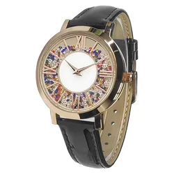Original Women Watches Red Leather Sparkling Dia Luxury Golden Female Quartz Hand Clock Steel Waterproof Brand Lady Wristwatch