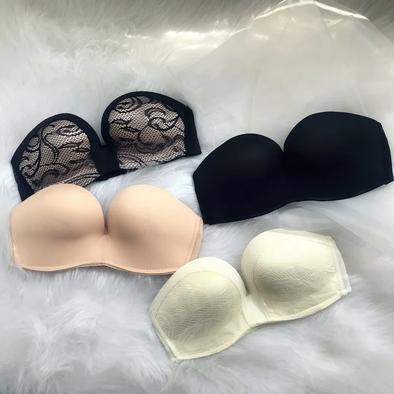 Non-slip Wire Free Strapless Invisible Lift Up Bra for Wedding Plus Size  Lace Sexy Underwear Women 2022 Brassière Pour Femme