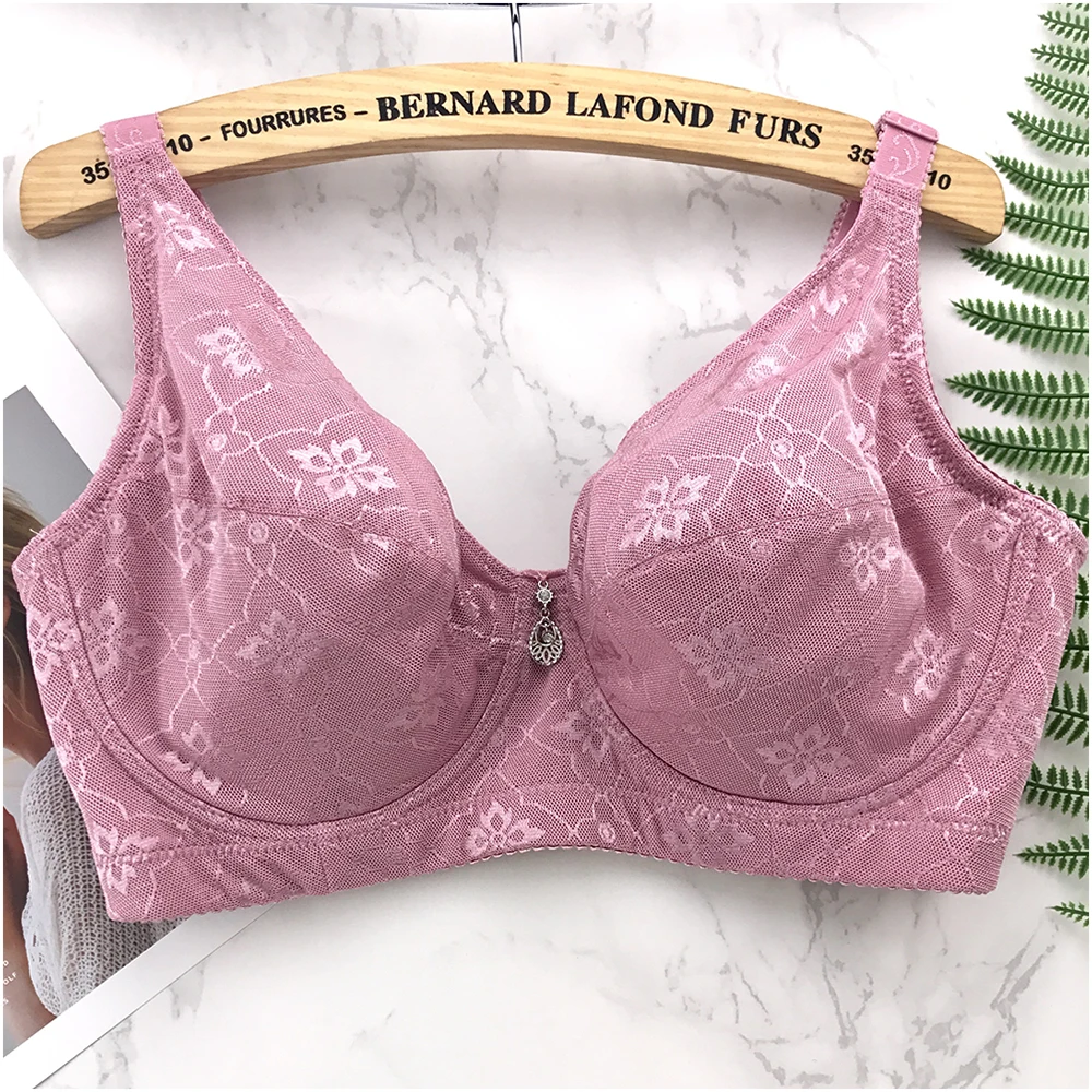 Full Cup Thin Underwear Bra Plus Size Adjustable Lace Women Bra Breast  Cover F Cup Large Size Bras (Bands Size : 120F, Color : Khaki)