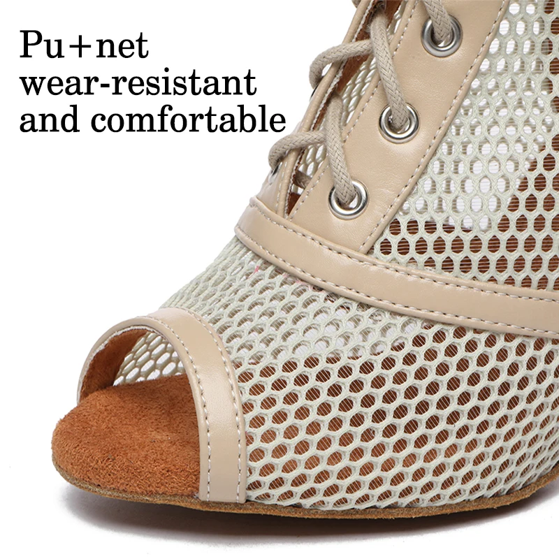 DKZSYIM Latin Dance Boots Women Ballroom Dance Shoes Ladies Girls Soft Soles Tango/Salsa Dance Shoes Customizable Heel 5cm-8.5cm 4