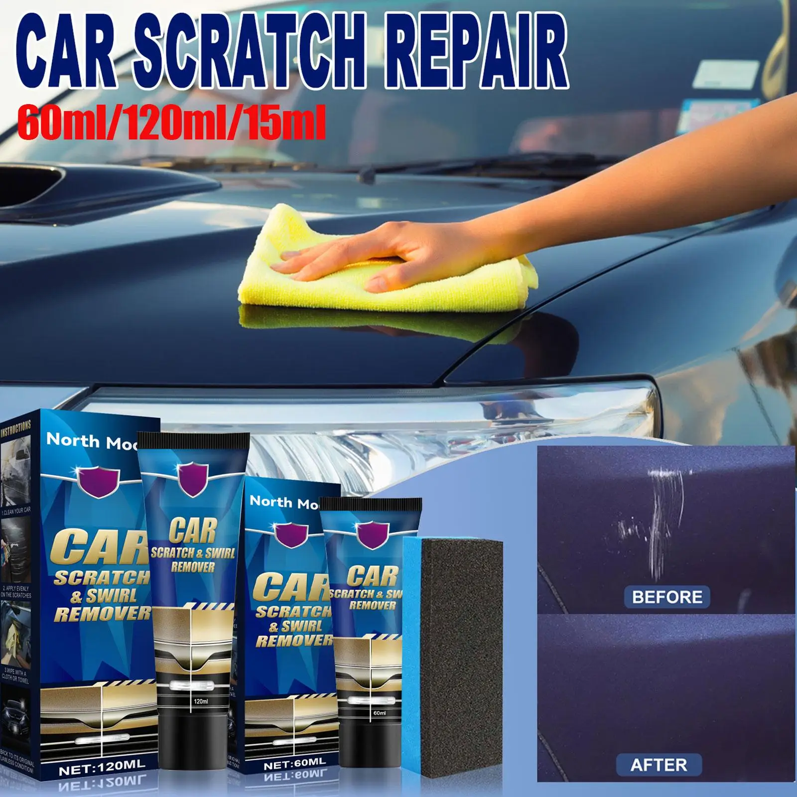 60/120ml Car Styling Wax Scratch Repair Polishing Kit Auto Body Grinding Compound Anti Scratch Cream Paint Care Cleaning Tools