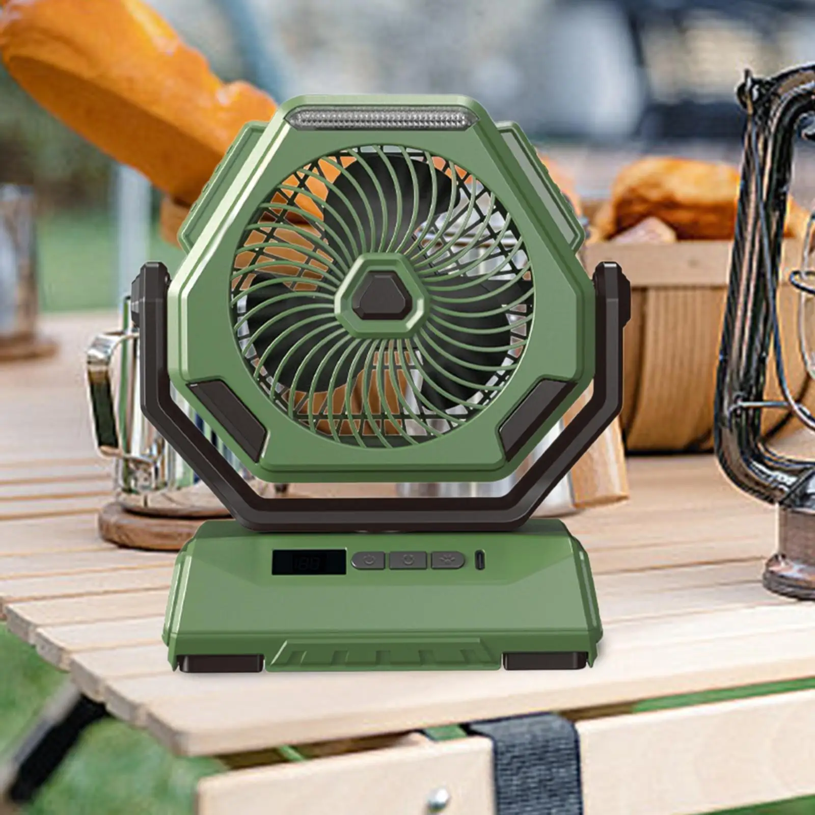 Battery Operated Fan, Portable Rechargeable Desk/Camping Fan with LED Light and Hook, Outdoor Fan for Tent Car Trip Battery Operated Fan, Portable Rechargeable Desk/Camping Fan with LED Light and Hook, Outdoor Fan for Tent Car Trip