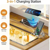 3-in-1 Compact Vanity Desk with Illuminated Mirror and Charging Station, Makeup Vanity Set 4