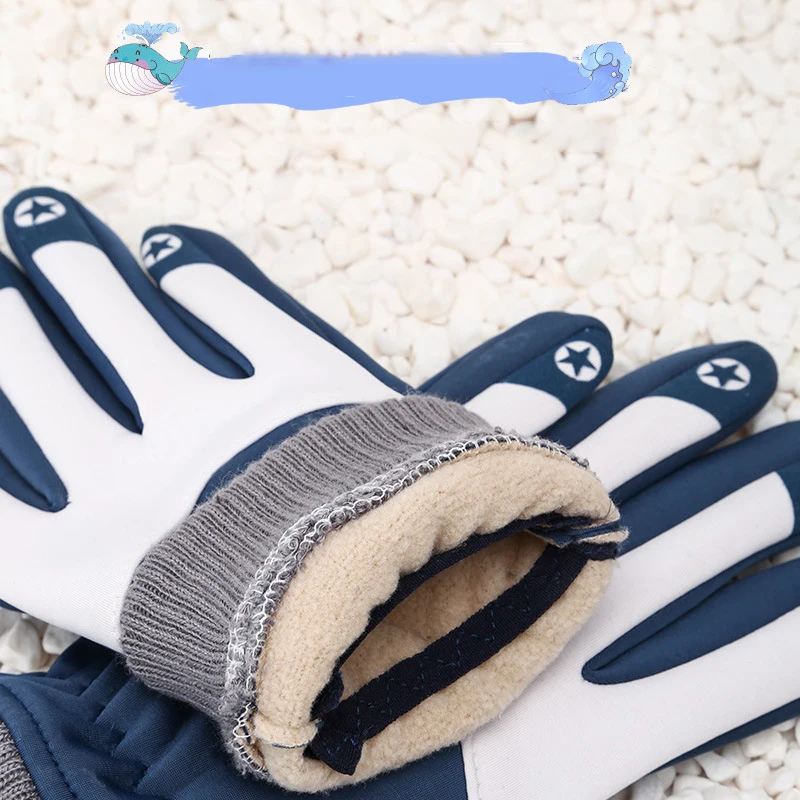 Autumn Winter Cycling Gloves Children 5 to 12 Years Old Boys Ski Gloves Girls Skateboard Warm Kids Non-slip Thick Fleece Gloves 5