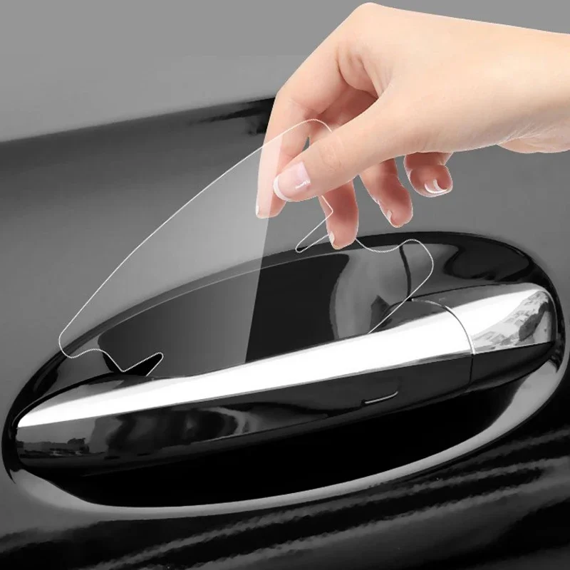 Car Stickers 4PCS Universal Car Door Handle Bowl Scratch Protective Stickers Transparent Car Handle Anti-collision Protection Strip