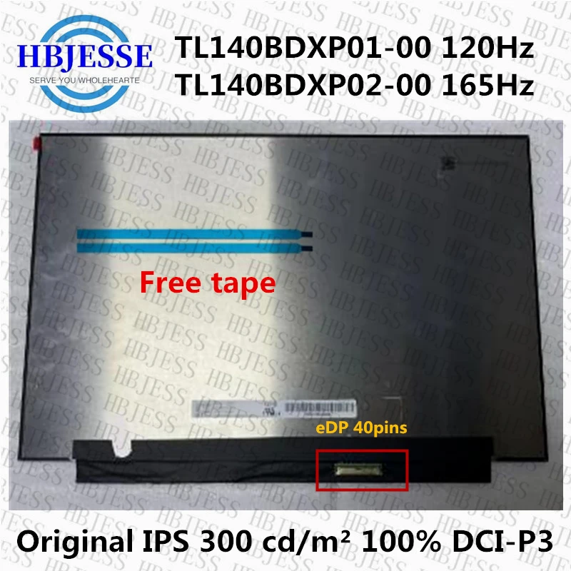 Painel Lcd do Portátil do Jogo Asus Rog Zephyrus G14 14 Tl140bdxp0100 120hz Tl140bdxp02-00 165hz Ga401 Ga402 2560×1440 Edp40pins