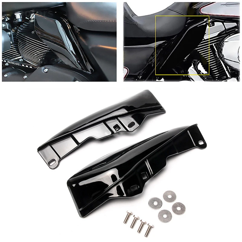 

Triclicks Motorcycle Black Heatshield Mid Frame Deflector Trim For Harley Touring Road King Street Electra Glide FLHX 2009-2016