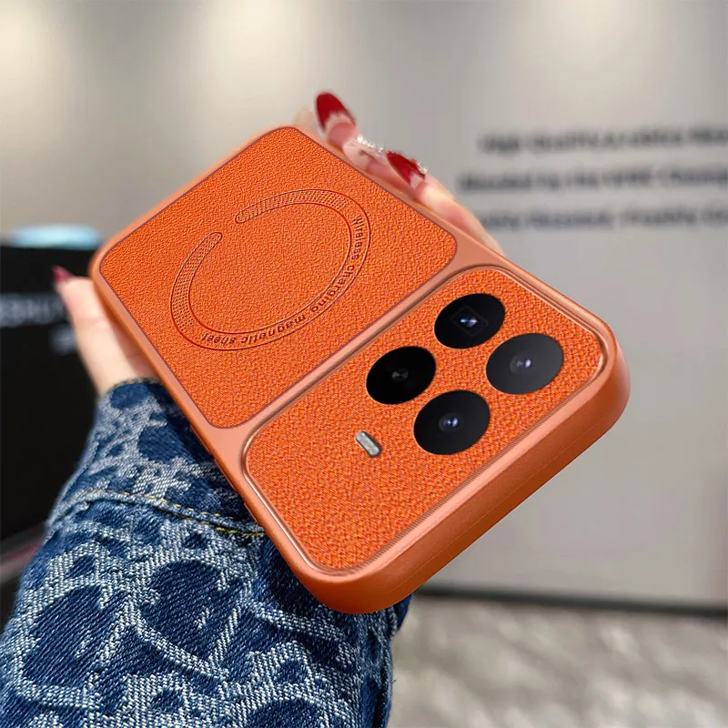 Luxury Leather Texture Magnetic Wireless Charging Shockproof Bumper Case