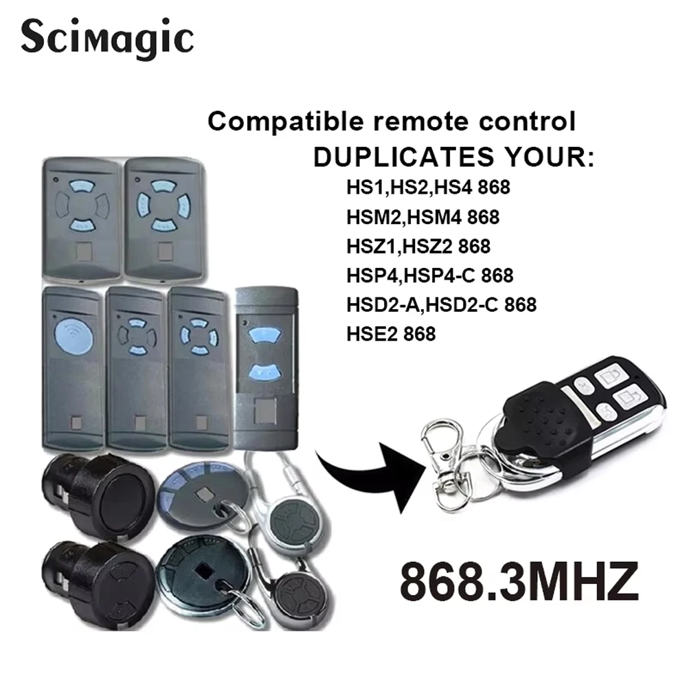 HSE2,HSE4,HSM2,HSM4 868MHz 차고 원격 제어 키체인 블루 버튼 핸드 송신기 868.3MHz 게이트 도어 오프너