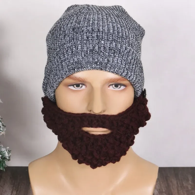 Hip-Hop Adult Hat Big Beard Fake Beard Hat Mask Hand Knitted Warm Wool for Men Women winter hat winter accessories knitted hat scarf set