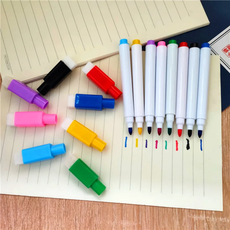 8pcs/set Erasable Nonmagnetic Whiteboard Marker Pens Office Stationery Supplies