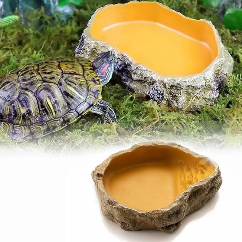 Pet Reptile Water Bowls Terrarium Plate Reptile Feeder Amphibian