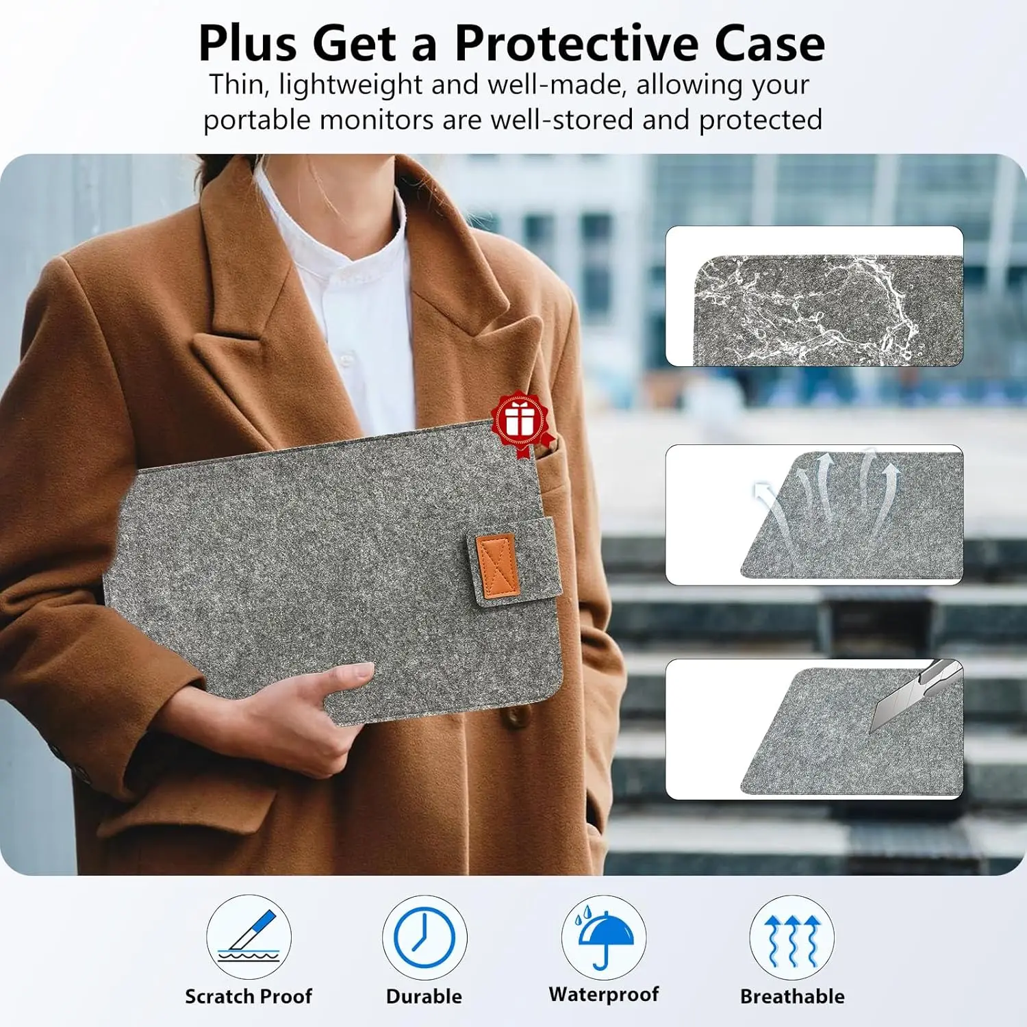 NEW 15.6“ Wireless -WiredDisplay Portable Monitor Support Mirroring for Phone, Miracast for Laptops, For XBox PS4 / 5 Switch