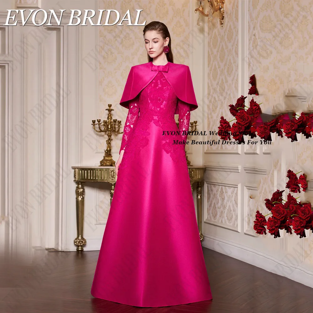 EVON BRIDAL Celebrity Red Carpet Dresses Lace Fuschia Long Formal Evening Gowns Women A-Line vestidos para eventos especiales womens dress