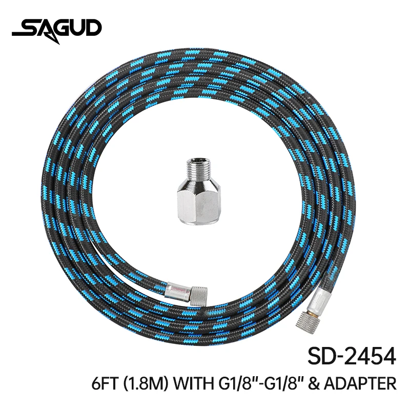 

Airbrush Hose 1/8"3m Nylon Braided Air Hose with Standard 1/8"-1/4“ Adaptor For Air Compressor Connection Airbrush Accessories