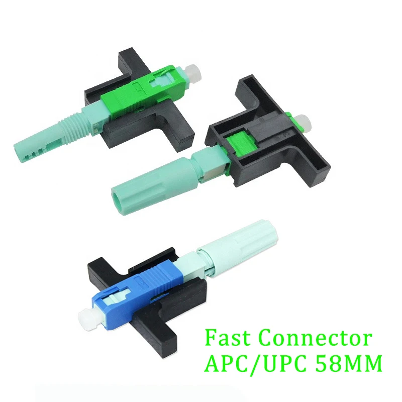 Single-Mode SC UPC APC Fast Connector FTTH Tool 58mm Connector Quick Connector 100/200Pcs LX58 new sc apc upc fiber optic connector 58mm single mode optical fast connector ftth cold connector tool fiber quick connector lx58