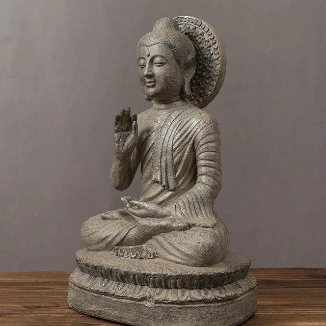 SAAKAR – Statue de bouddha Zen rétro, méditation, moines Tathagata, bouddhisme tibétain, Sculpture de tête, maison, salon, artisanat en résine, ornement 4