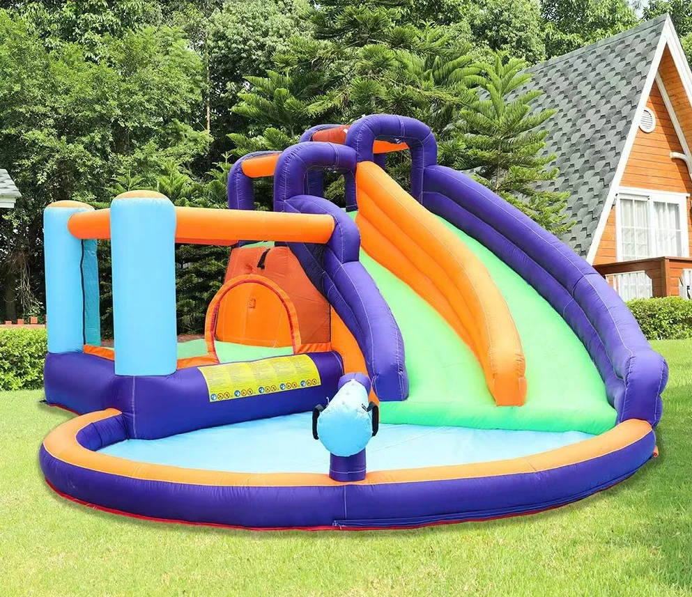 

Party Outdoor Air Inflatable Cartoon Castle Combo Bouncer Water Wet Slide Myfun With Swim Pool Backyard Jump House Toy For Kid