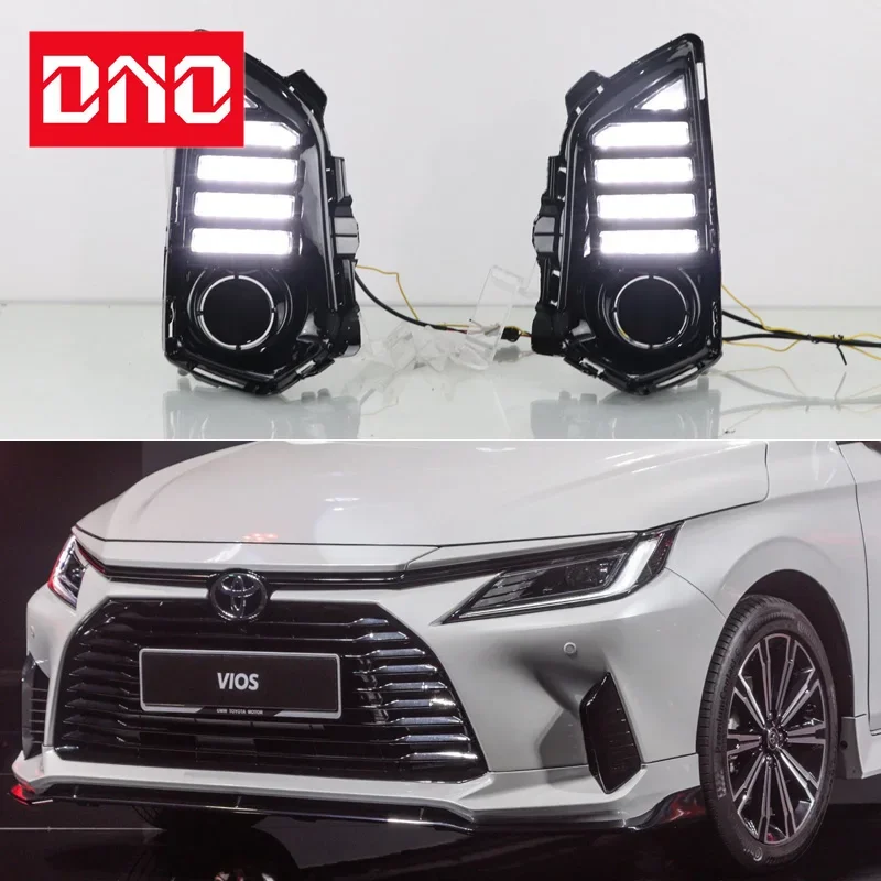 

Car LED 12v Daytime Running Light For Toyota Yaris 2023 Auto DRL Daylights Dynamic Yellow Turn Signal Driving Lamps