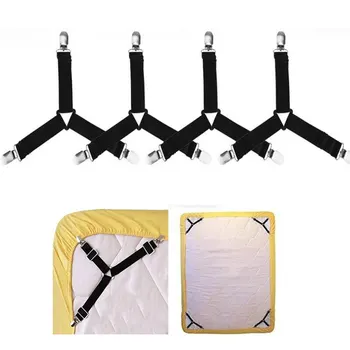 Attaches élastiques pour drap de lit, 4 pièces/lot, gadgets de support pour drap de lit, clip de couverture de matelas pour la maison, sangles réglables 1