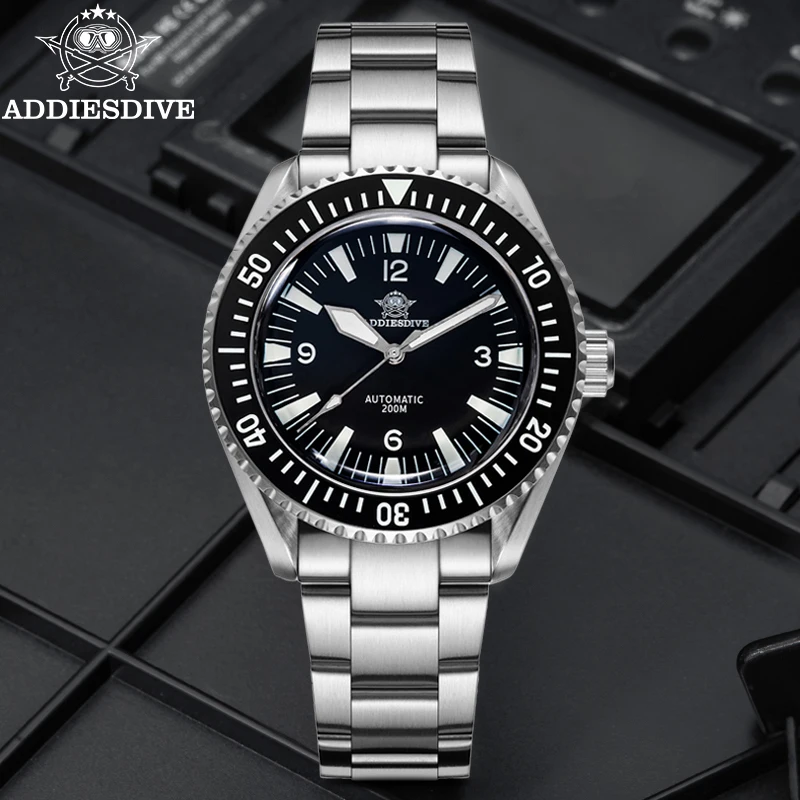 ADDIESDIVE Men Watch BGW9 Blue Luminous 20Bar Diver Sapphire Glass 316L Stainless Steel Ceramic Bezel Automatic Mechanical Watch