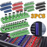 Professional 3Pieces Magnetic Socket Holder 1/4" 3/8" 1/2" inch Drive Metric/SAE Socket Organizer Storage Installation Tools Kit 1