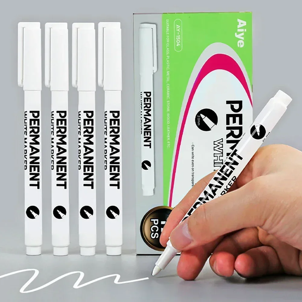 1/12Pcs Oily White Marker Pen Graffiti Pens Waterproof Permanent Gel Pencil Tire Painting Notebook Tyre Tread Environmental Pen 3