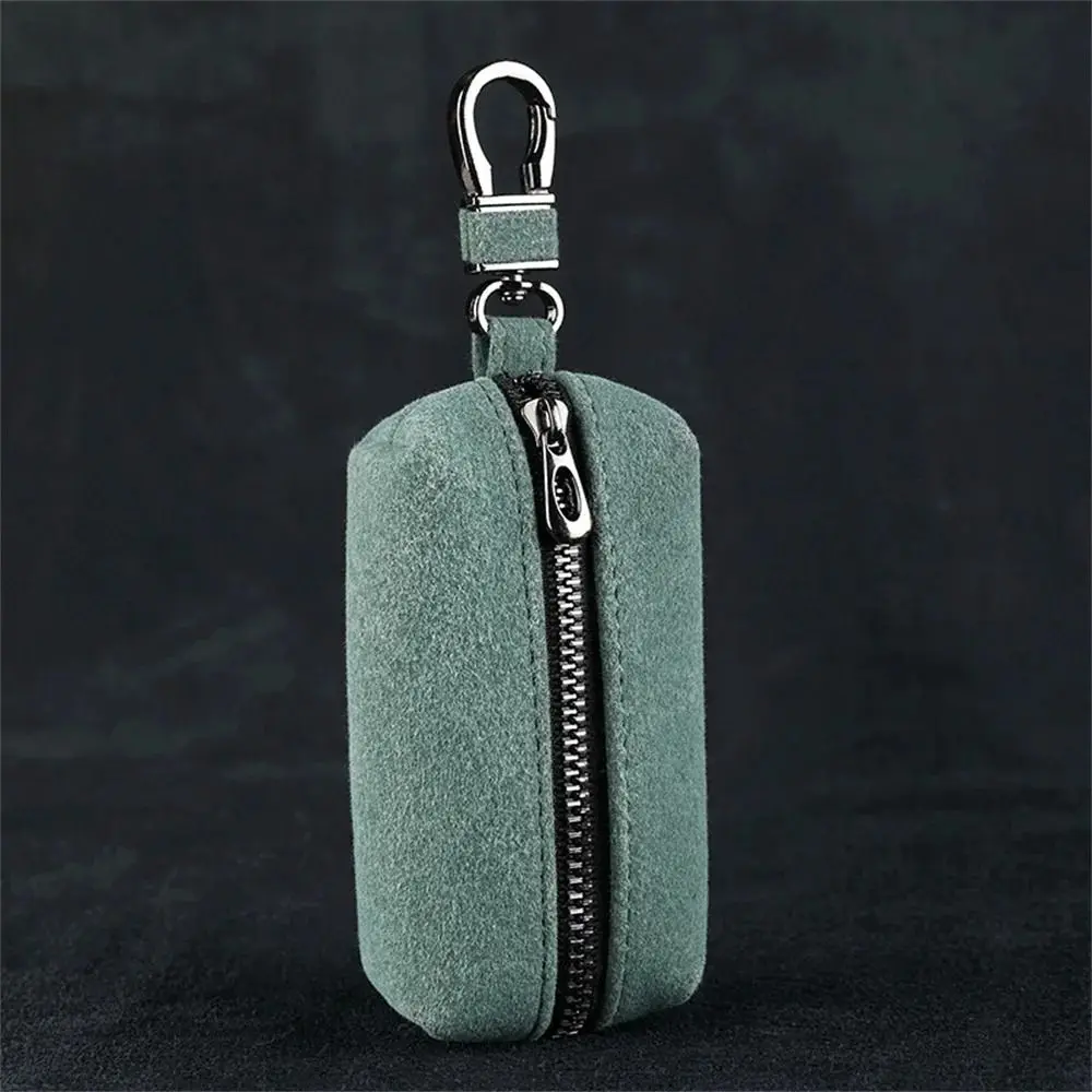 Compact Suede Leather Keychain Wallet with Zipper - Multifunctional Coin Purse & Large-Capacity Key Holder