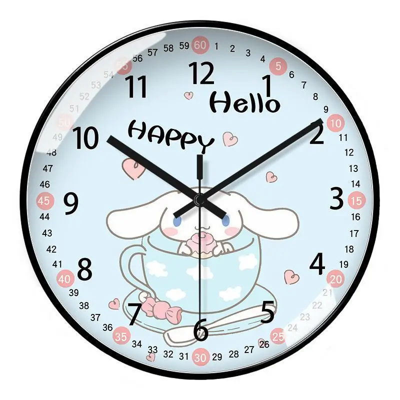 thumbnail image 1 of Reloj de pared con orejas grandes de Hello kitty, reloj de pared con diseño de perro, canela, cuarzo súper silencioso, radio de tiempo Sanrio, creativo, 1 of 5