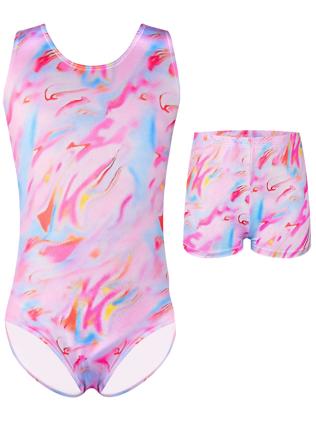 Gymnastics Leotards for Girls Sleeveless Kids Dance Tumbling Outfit Matching Shorts Set Age 4-10 Years children dance leotards,gymnastics dancewear sets
