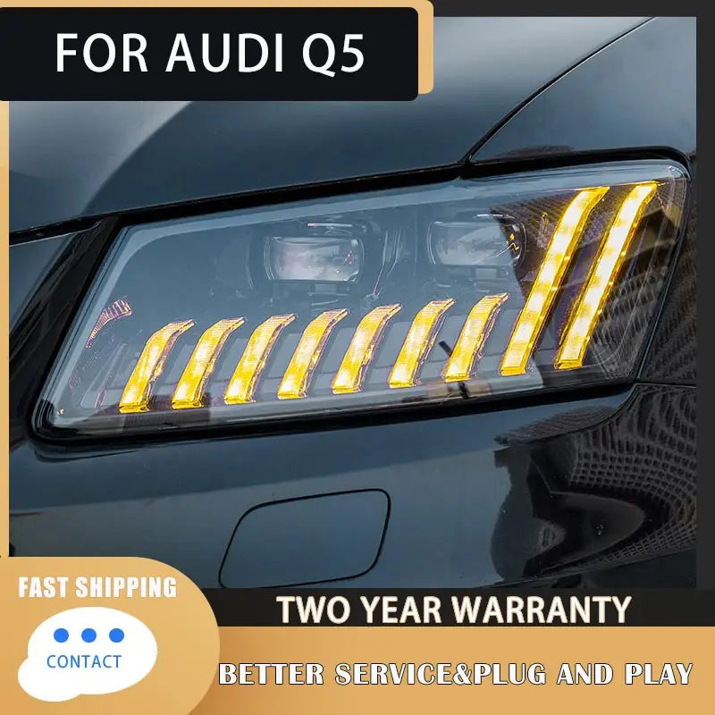 

Автомобильные фары для Audi Q5 светодиодный, фары головного света 2009-2018, подключи и работай с лампочками проектора DRL, последовательные поворотные фары