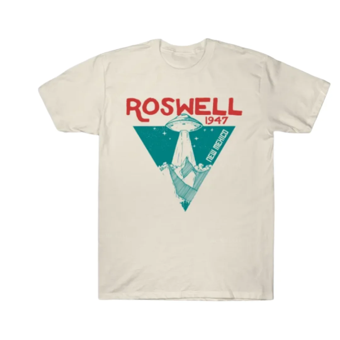 Фото Новинка 1947, футболка Roswell в стиле унисекс с изображением НЛО, летающей тарелки, свободная футболка для мужчин и женщин №4