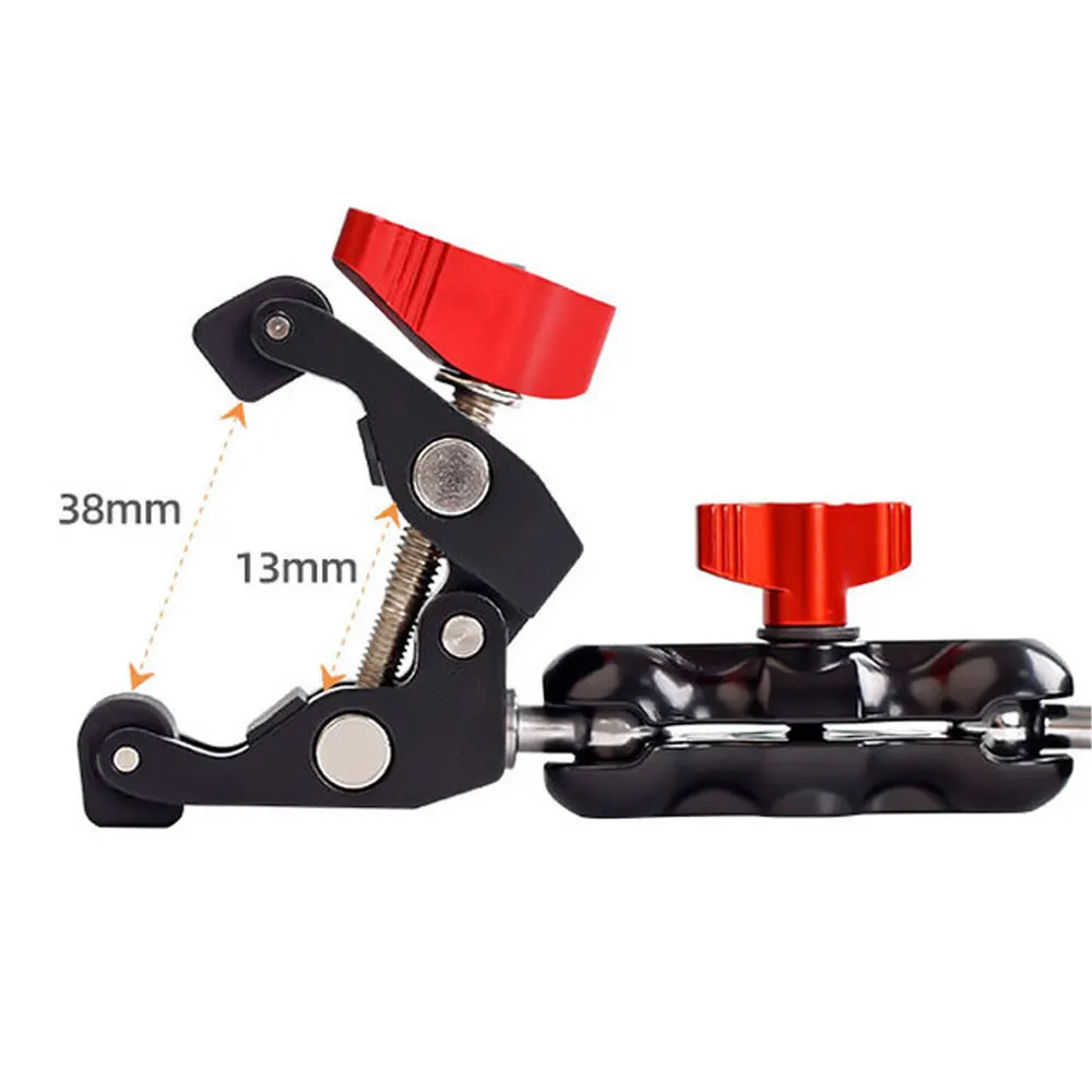Universal Magic Arm Multi Funcional Ballhead Clamp Adaptador de Bola Duplo Shoe Mount Adaptador para Monitor Led Light Video Câmera - Image 6