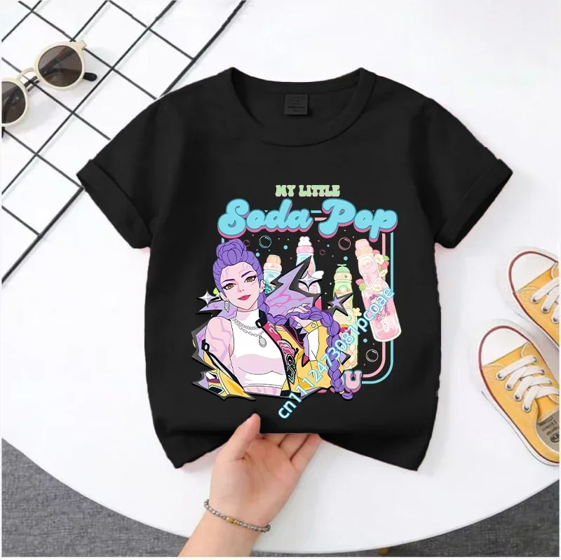 Summer Kpop Demon Hunters Kids Cartoon Anime Meme T-Shirt - Round Neck Casual Boys Top Gift