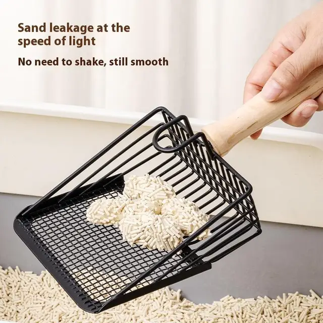 Large Stainl Steel Metal Sand Ovel Poop Scooper Fine Hole Tofu Sand Litter Ovel Dirt Scoop Pet Supplies 4