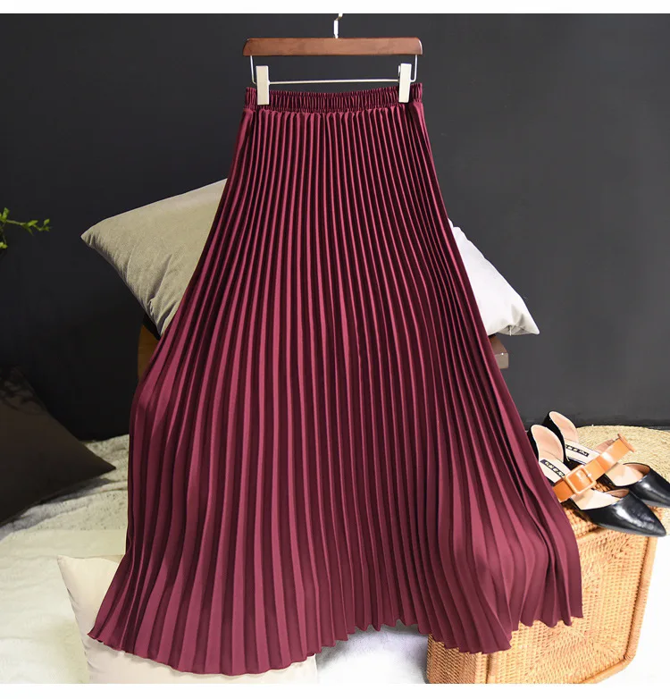 white pleated skirt TINT ERA High Waist Skirt Spring Autumn New Temperament Thin Chiffon Hand-pressed Crepe Pleated Large Swing A-line Skirts Women crop top and skirt